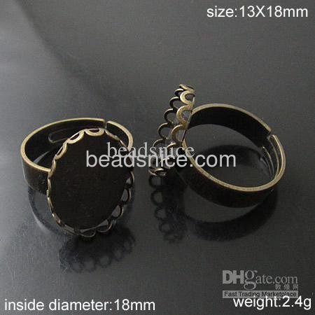 Brass rings findings,base diameter:13x18mm,inside diameter:17mm,nickel free,lead safe,