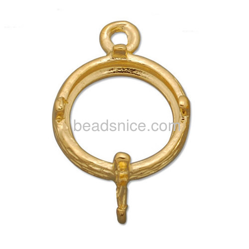 Gemstone photo connectors frame circular hollow cabochon base frame wholesale jewelry accessories brass DIY gift for friends