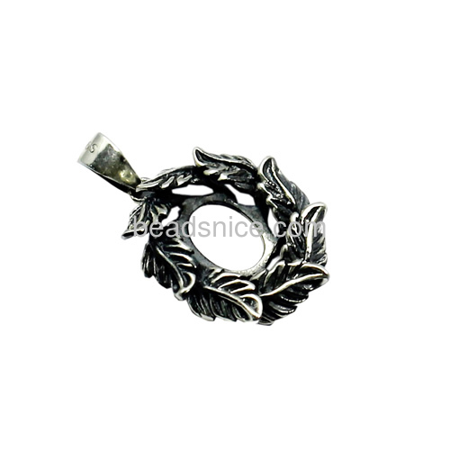 Vintage pendant blanks base oval cabochon pendants tray leaf engraved wholesale pendant jewelry settings Thai silver handmade