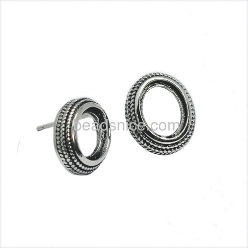 Fashion stud earring base women earrings settings wholesale vintage jewelry accessories Thai silver handmade oval shape