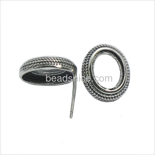 Daily wear  stud earrings base beautiful earring designs for women wholesale vintage jewelry accessory Thai silver oval shape