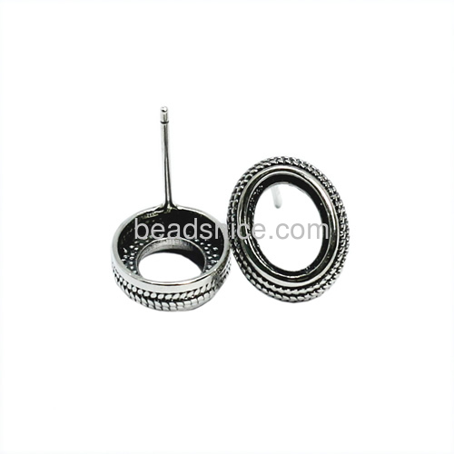 Daily wear  stud earrings base beautiful earring designs for women wholesale vintage jewelry accessory Thai silver oval shape