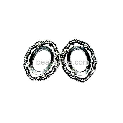 Silver stud earring blanks base daily wear women earrings settings wholesale vintage jewelry accessory Thai silver oval shape