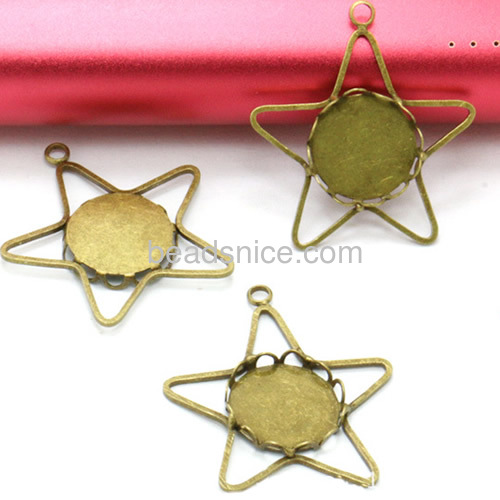 Pentagram pendant tray lace frame unique designs fit necklace bracelets bangles wholesale vogue jewelry accessories brass DIY