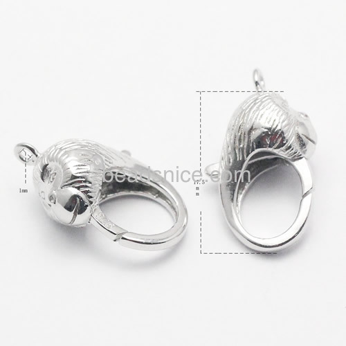 Silver lobster clasp cute animal monkey metal clasp unique jewelry clasps wholesale fashion jewelry findings sterling silver