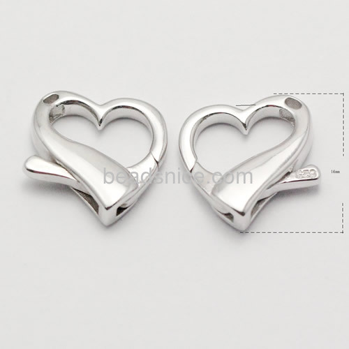 Lobster claw clasp opening heart clasp fit bracelet necklace wholesale fashion jewelry clasps making supplies sterling silver DI