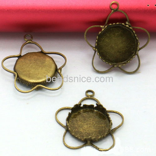 Vintage pendant base pentagram pendant settings star pendants within crown tray wholesale vogue jewelry accessories brass DIY gi