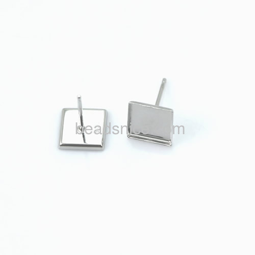 0.8mm Square stud earrings in 925 silver for fashion 8mm rinestone earings