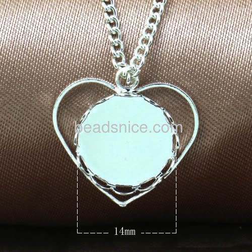 Metal necklace pendant opening heart pendants charms lace round rings blanks tray wholesale vintage jewelry accessory brass DIY