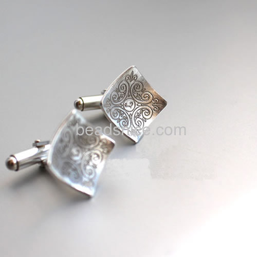 Suit shirt cufflinks vintage mens cuff link flower engraved wholesale vogue jewelry accessory sterling silver square shape gift