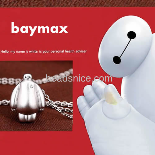 Fashion necklace pendant cute baymax pendants charms wholesale fashion jewelry accessories sterling silver gift for friends