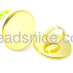 IP plating Brass Bezel Ring Settings adjustable ring