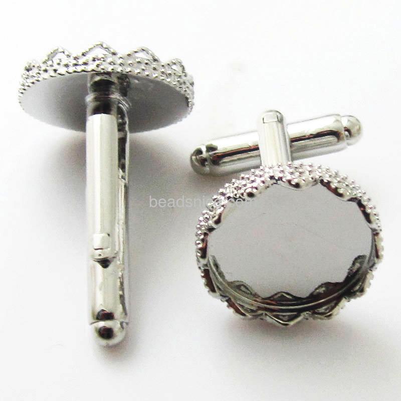 Brass cufflink round shape brass findings for jewelry