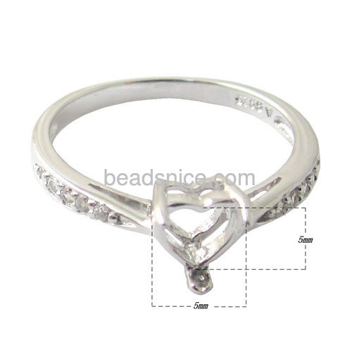 Sterling Silver rings setting without heart shape gemstone. Sterling Silver rings setting without heart shape gemstone.