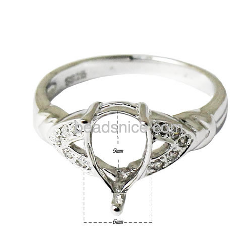 Teardrop shaped 925 sterling silver ladies classic ring setting Teardrop shaped 925 sterling silver ladies classic ring setting