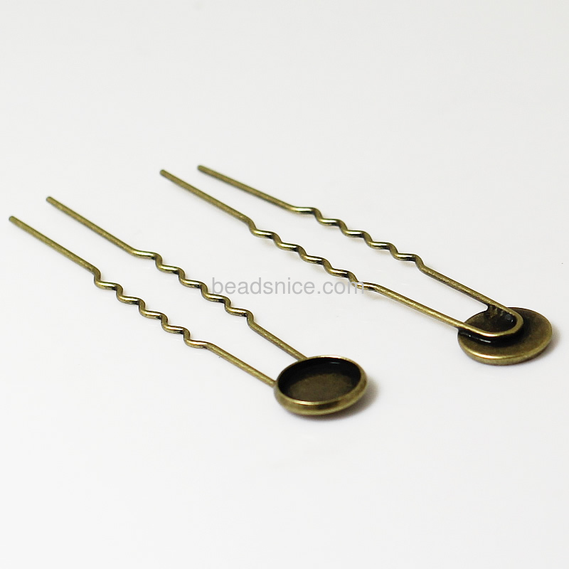 Brass hairpins, hair clip, round,pase diameter 12mm,