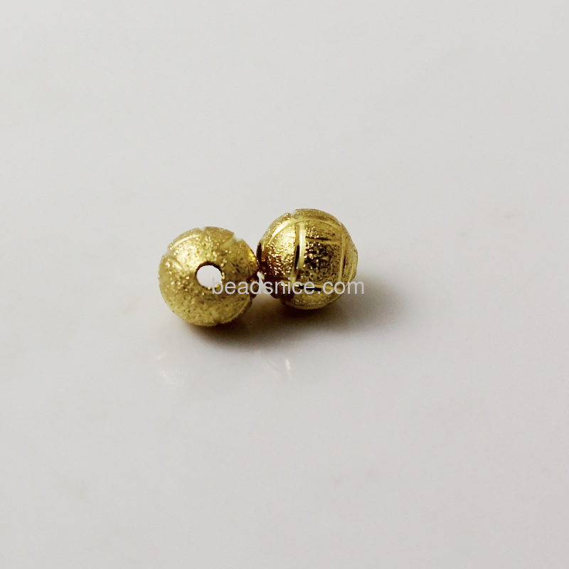 Spacer beads stardust bead stardust beads round loose bead engraving pattern wholesale fashion jewelry findings real gold plated