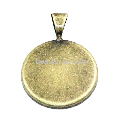 Fashion necklace pendant base round cabochon blanks tray wholesale jewelry findings brass DIY