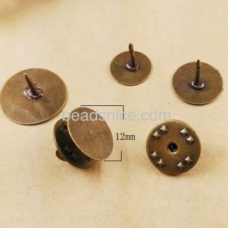 Brass Earrings Posts with pad， lead-safe, nickel-free