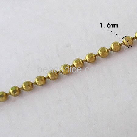 Metal chain beads chain 1.6mm ball chain fit necklace bracelets wholesale jewelry findings brass nicmkel-free lead-safe