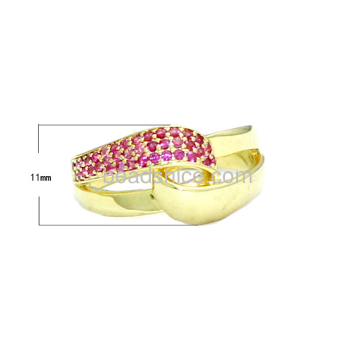 Latest design ladies rings fashion adjustable ring for lover unqiue design micro-inaly CZ wholesale jewelry ring findings brass
