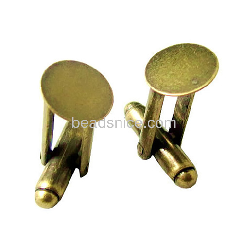 Cufflink blanks base with pad jewelry findings brass round