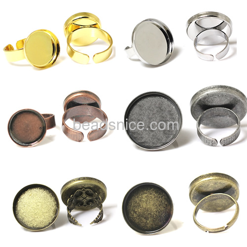 Brass adjustable ring blank base setting lead-safe nickel-free round