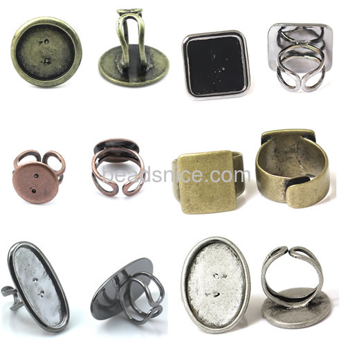 Brass oval blank ring settings adjustable gemstone ring findings