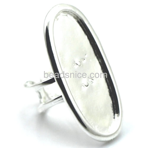 Brass oval blank ring settings adjustable gemstone ring findings