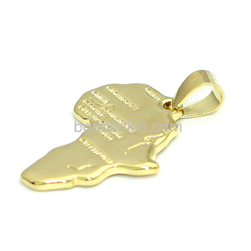 Map pendant fashion alphabet pendant personalized custom engraved wholesale fashion jewelry findings brass gift for friends