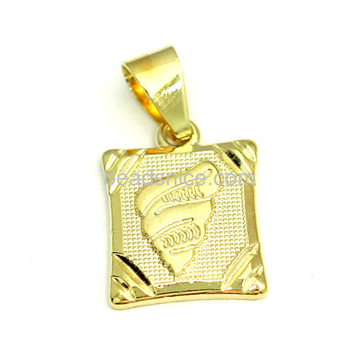 Mens necklace pendant square charm pendant fit bracelet bangle wholesale jewelry pendant findings brass DIY gift for him