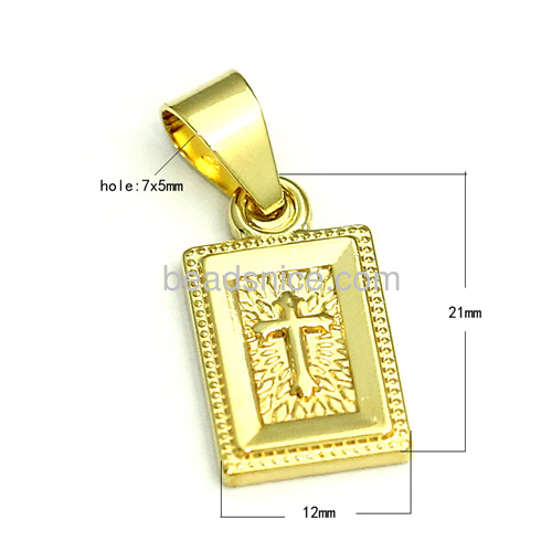 Cross pendant rectangular goden pendants engraving cross pendant wholesale fashionable jewelry findings best gift for her brass