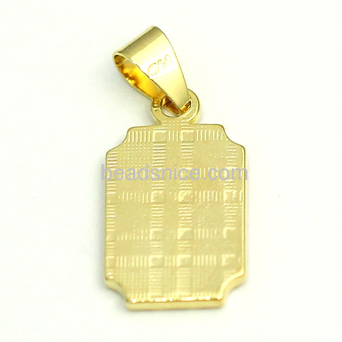 Necklace pendant delicate charm pendants wholesale jewelry making supplies brass rectangular shape real 24K gold plated