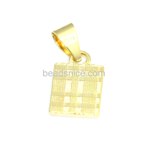 Beautiful pendant modern style vintage pendants wholesale jewelry findings brass gold plated square shape
