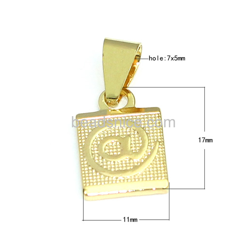 Beautiful pendant modern style vintage pendants wholesale jewelry findings brass gold plated square shape