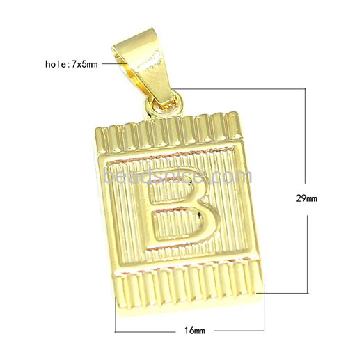 Alphabet pendant for men wholesale jewelry pendants for engraving brass square tube real 24K gold plated