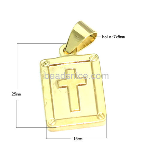 Personalized gold plated cross necklace pendants wholesale cross pendant bulk sale brass square
