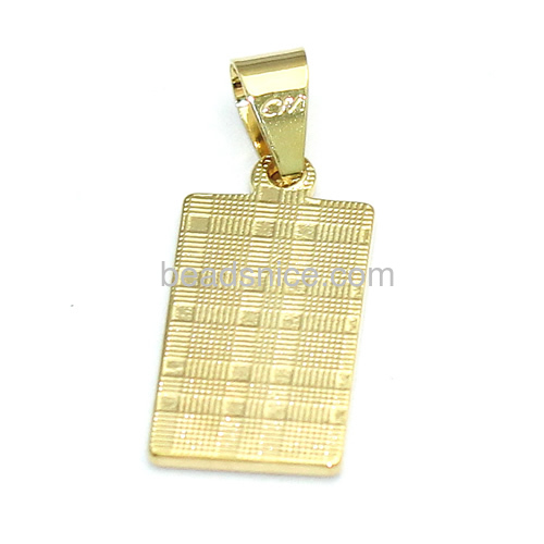 Pendants best friend new design gold pendant base brass square real 24K gold plated lead-safe nickel-free