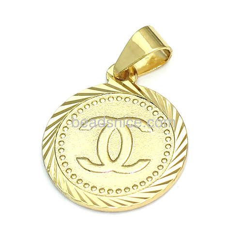 Pendants for couples round alphabet CC necklace pendant charms wholesale pendant jewelry findings brass real 24K gold plated