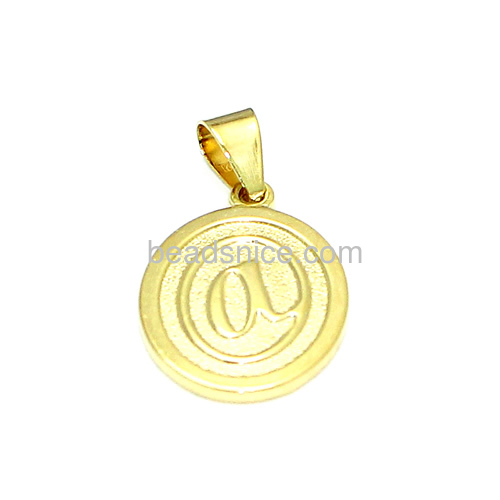 Metal alphabet letter pendants charms fashionable jewelry gold plated brass round diy gift