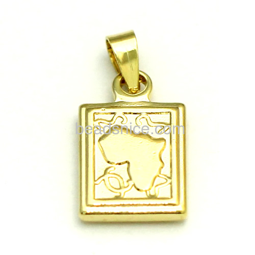 Charm pendant unique personalized designs pendants wholesale jewelry findings square shape nickel-free lead-safe