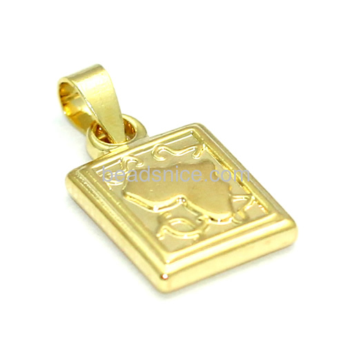 Charm pendant unique personalized designs pendants wholesale jewelry findings square shape nickel-free lead-safe