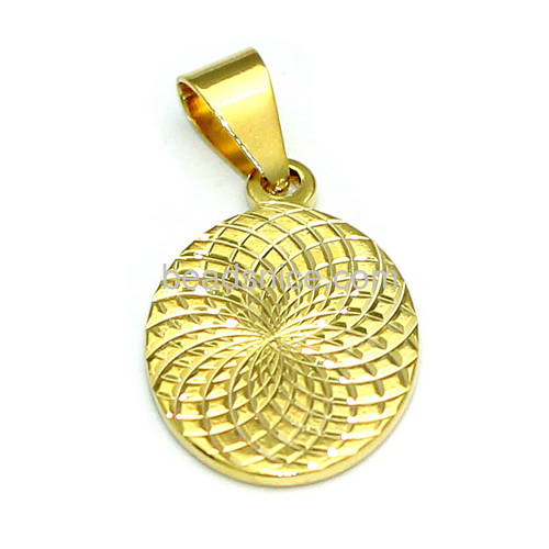 Necklace pendant round flat pendans custom jewelry wholesale brass 24k real gold plated
