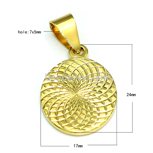 Necklace pendant round flat pendans custom jewelry wholesale brass 24k real gold plated