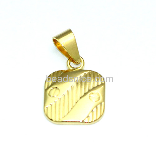 Tiny simple pendants charms square pendant fit bracelet bangle DIY wholesale fashion jewelry accessory brass 24k real gold plate
