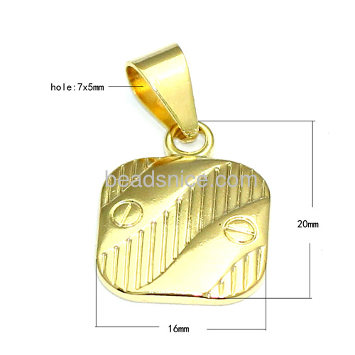 Tiny simple pendants charms square pendant fit bracelet bangle DIY wholesale fashion jewelry accessory brass 24k real gold plate