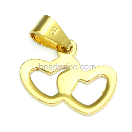 Open heart pendant unique heart to heart pendants charms wholesale fashion jewelry finding brass best gift 24k real gold plated