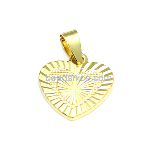 Heart pendant pendants and charms necklace brass 24k real gold plated jewelry findings
