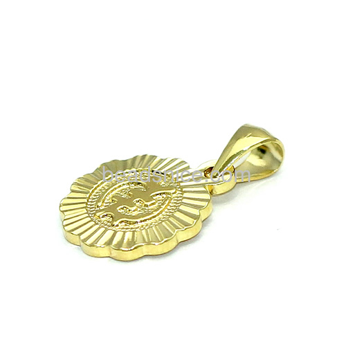 Circle pendant flower pendants wholesale fashion jewelry brass top quality 24k real gold plated