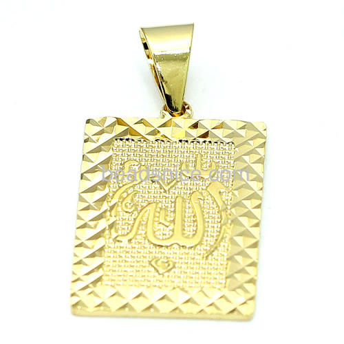 Muslim pendants religious golden pendant wholesale jewelry findings brass square shape gift for her nickel-free lead-safe